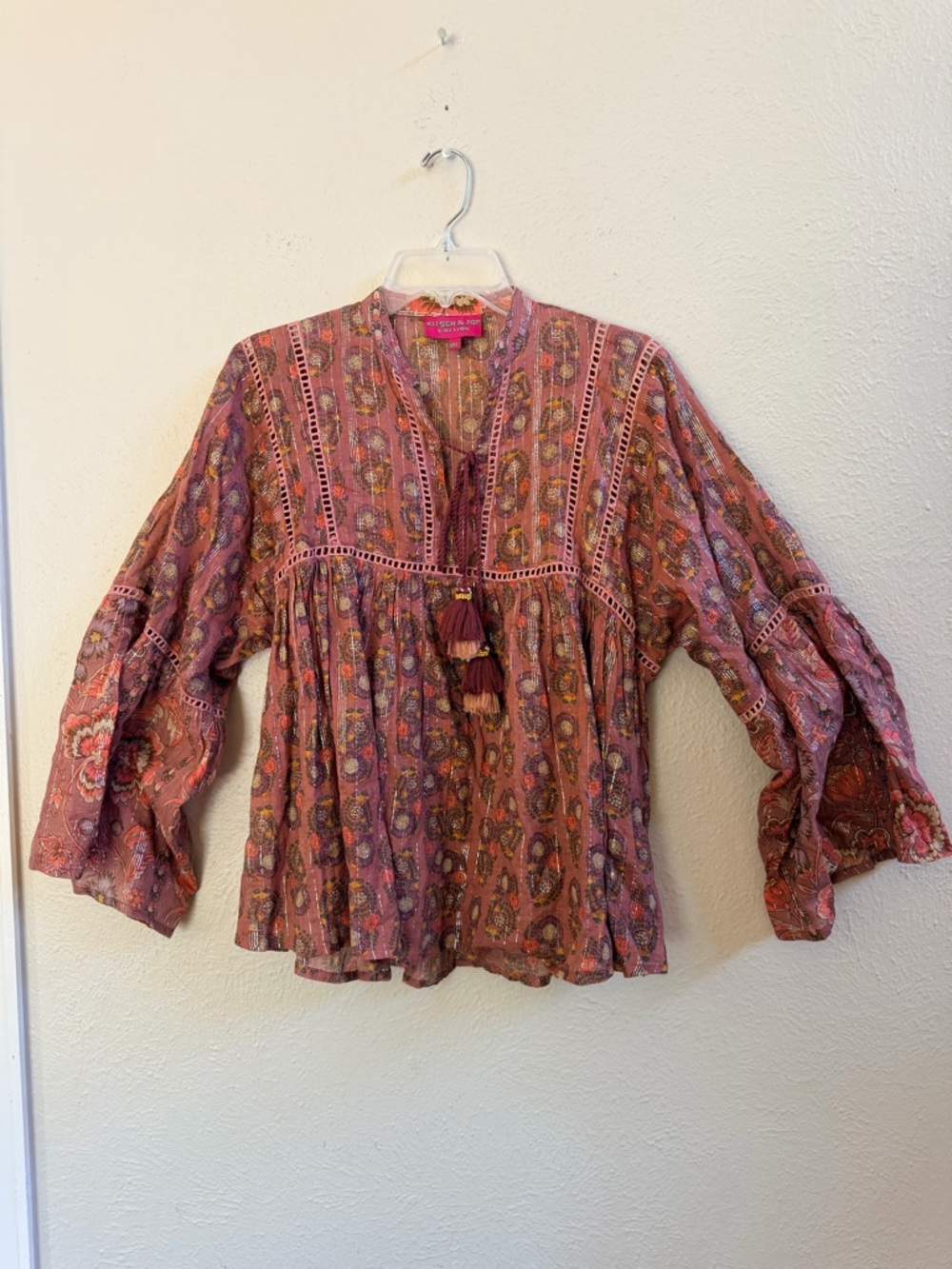 Kitsch & Pop mauve boho peasant blouse